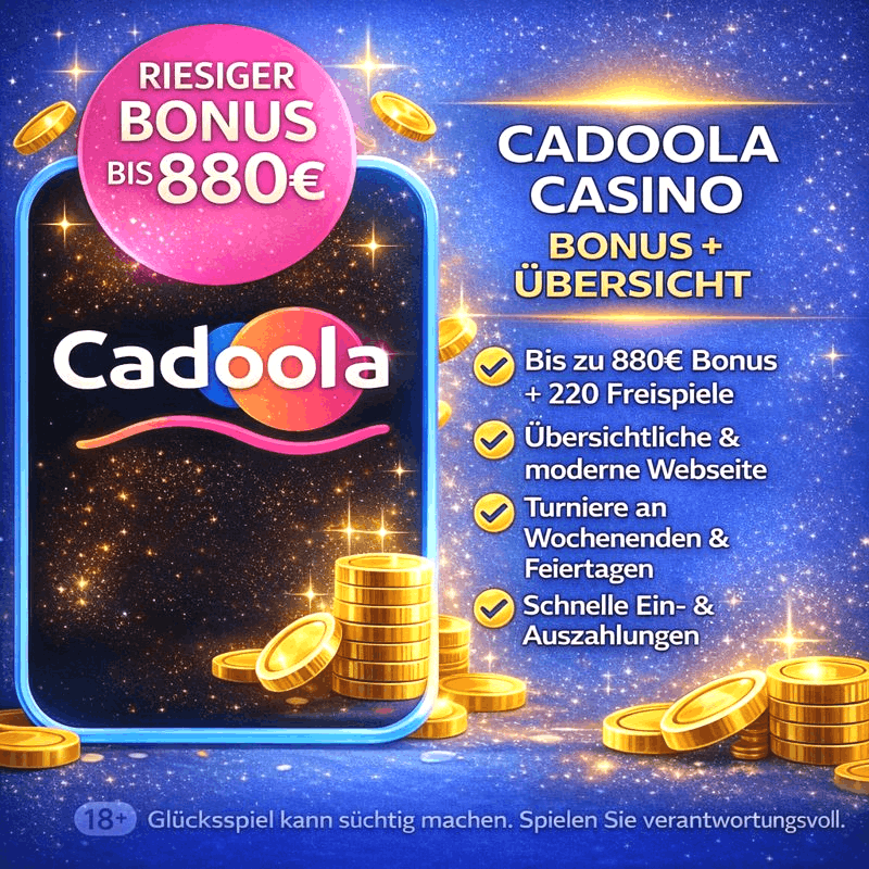 Visualisierung des Cadoola Casino Willkommensbonus mit seinen Bestandteilen