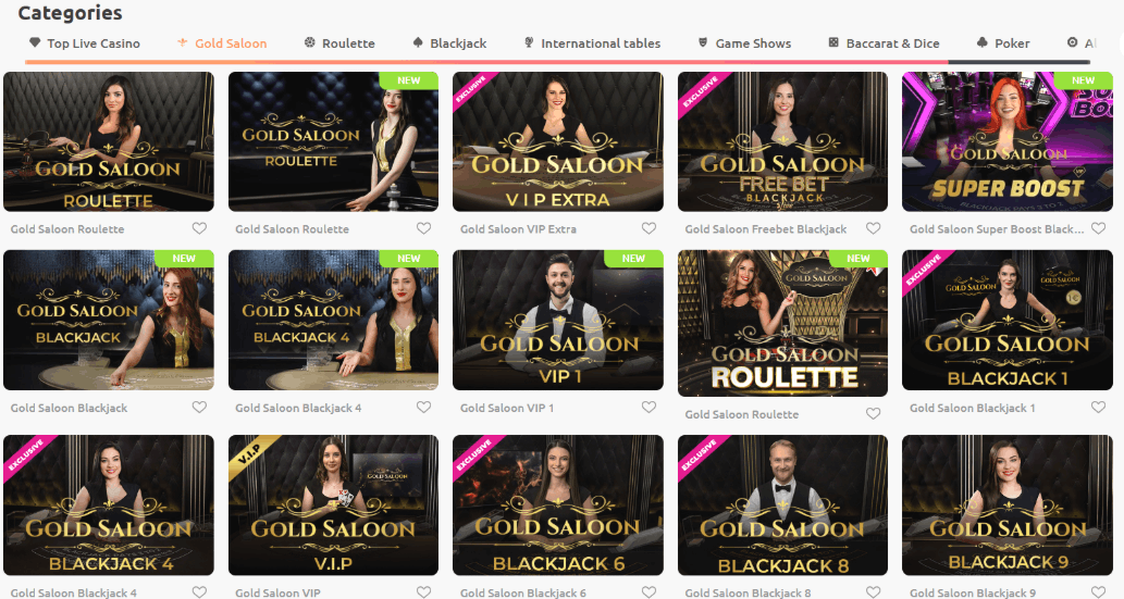 Live Casino Tisch mit Dealer im Cadoola Casino